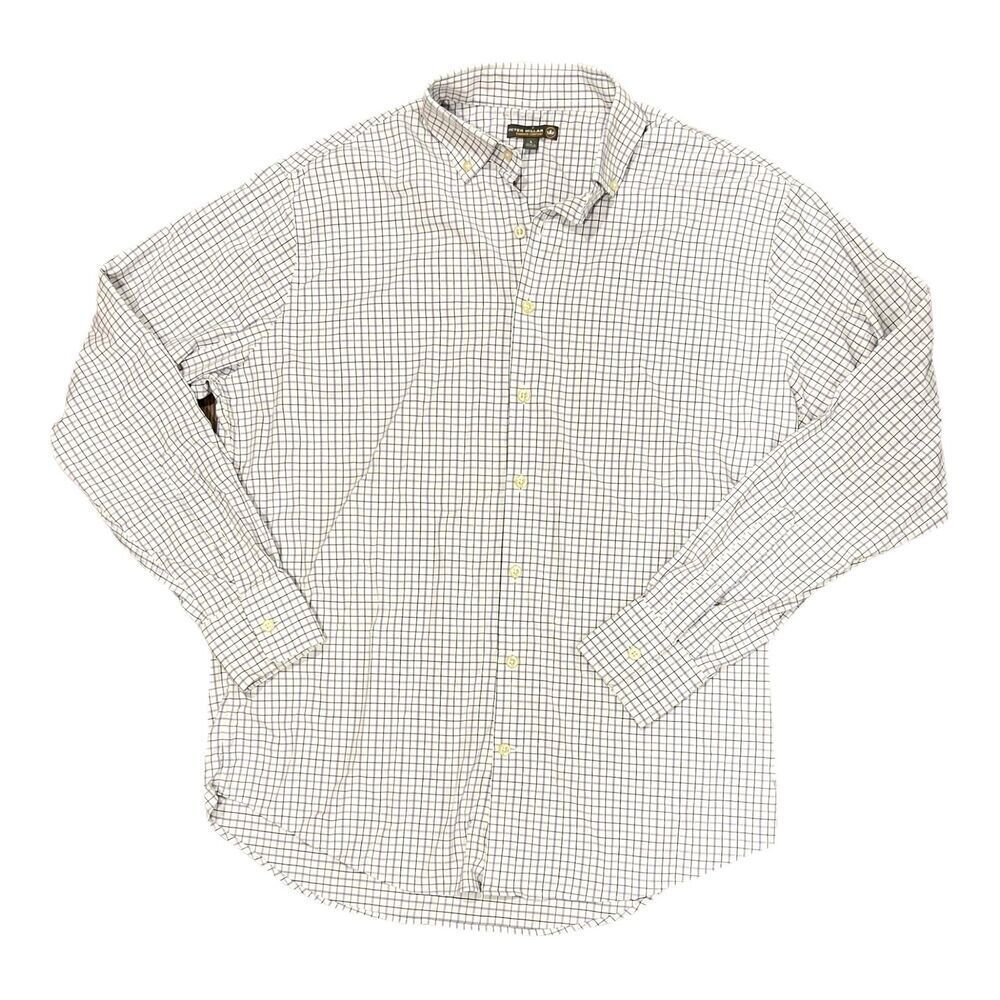 Peter Millar Summer Comfort Purple Check Lightweight Dress Shirt L